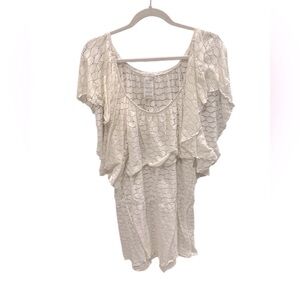 JESSICA SIMPSON White SEE-THROUGH LACE Ruffled Dress SWIMCOVER Large